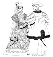 A coloring page of renaissance clothing
